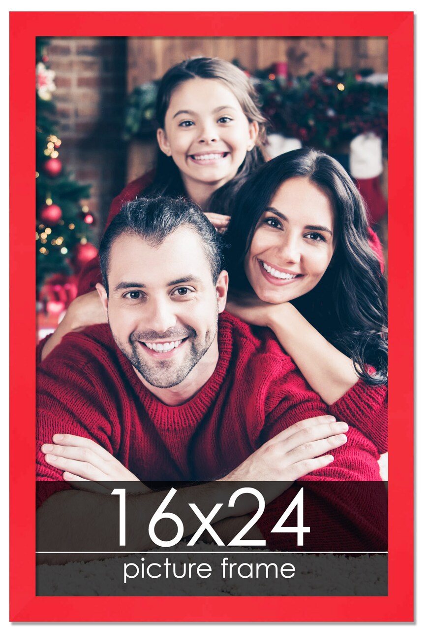 16x24 Classic Modern Red Picture Frame - UV Acrylic, Foam Board Backing, Hanging Hardware